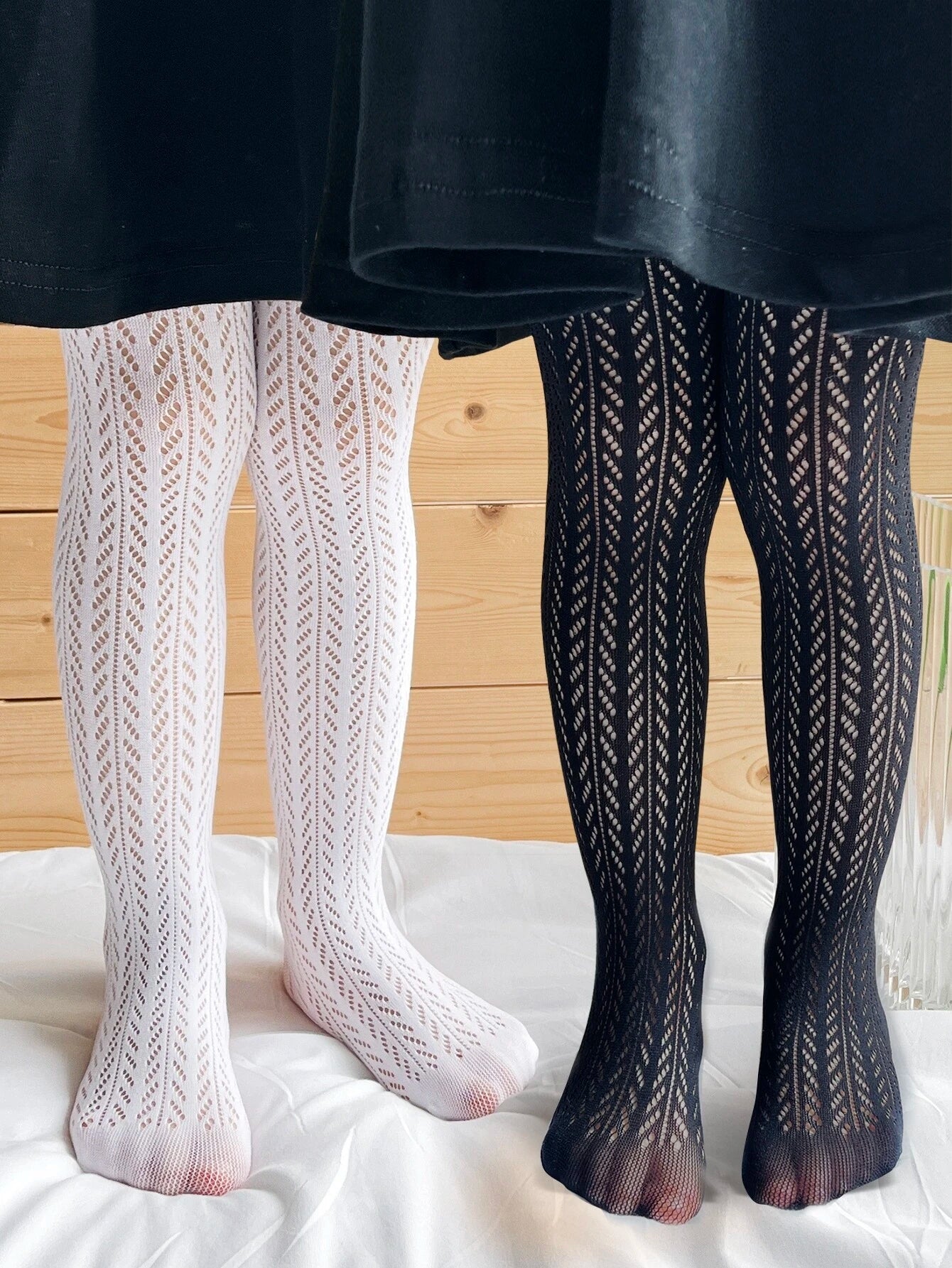 2pairs Girls' Mesh Heart Patterned Leggings Multicolor 2