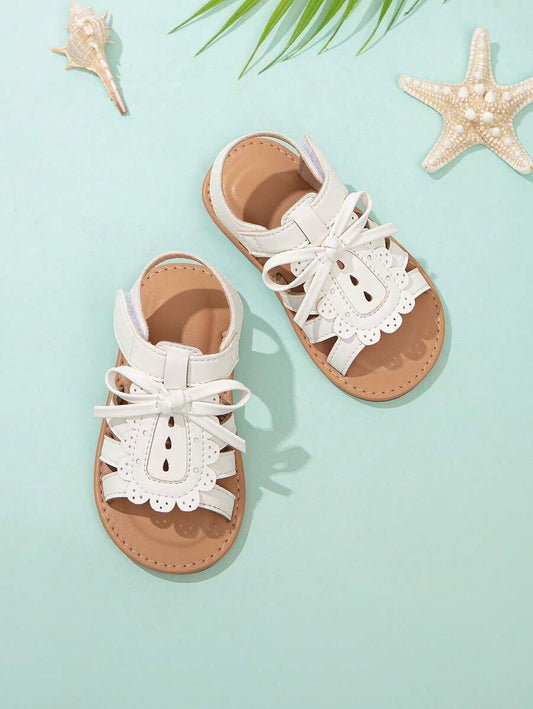 Floral Applique Jelly Sandals For Infant, Baby Girls Summer Shoes White 23