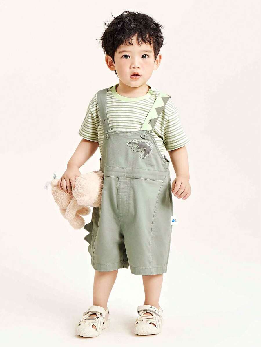 Young Boy Summer New Soft Elastic T-Shirt Shorts Set Green 5Y