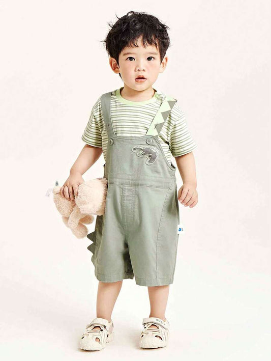 Young Boy Summer New Soft Elastic T-Shirt Shorts Set Green 5Y