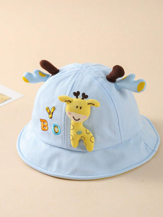 Baby Bucket Hat With Cute Cartoon Deer Design Blue