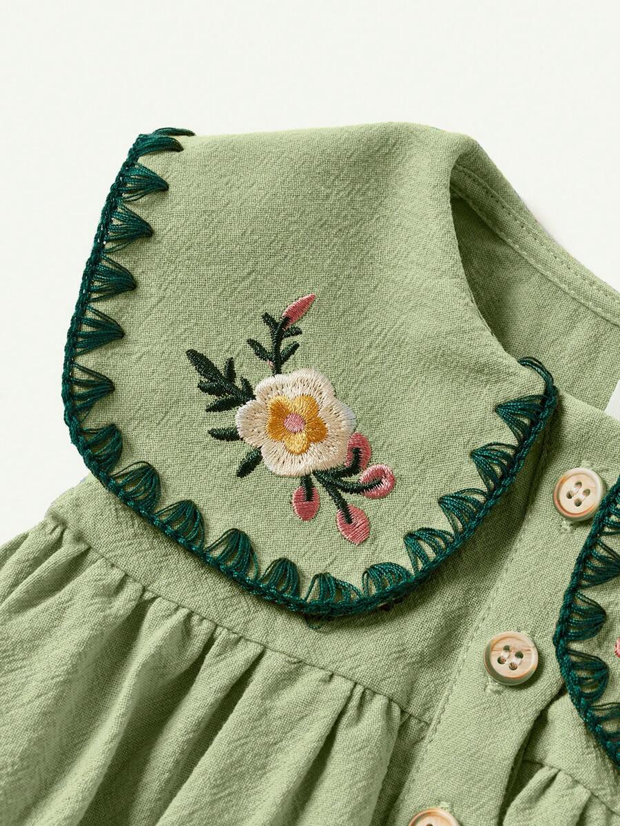 Cozy Pixies Baby Girl Floral Embroidered Sleeveless Dress
