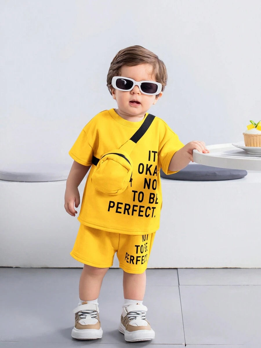 3pcs/Set Casual Street Sporty Versatile Yellow