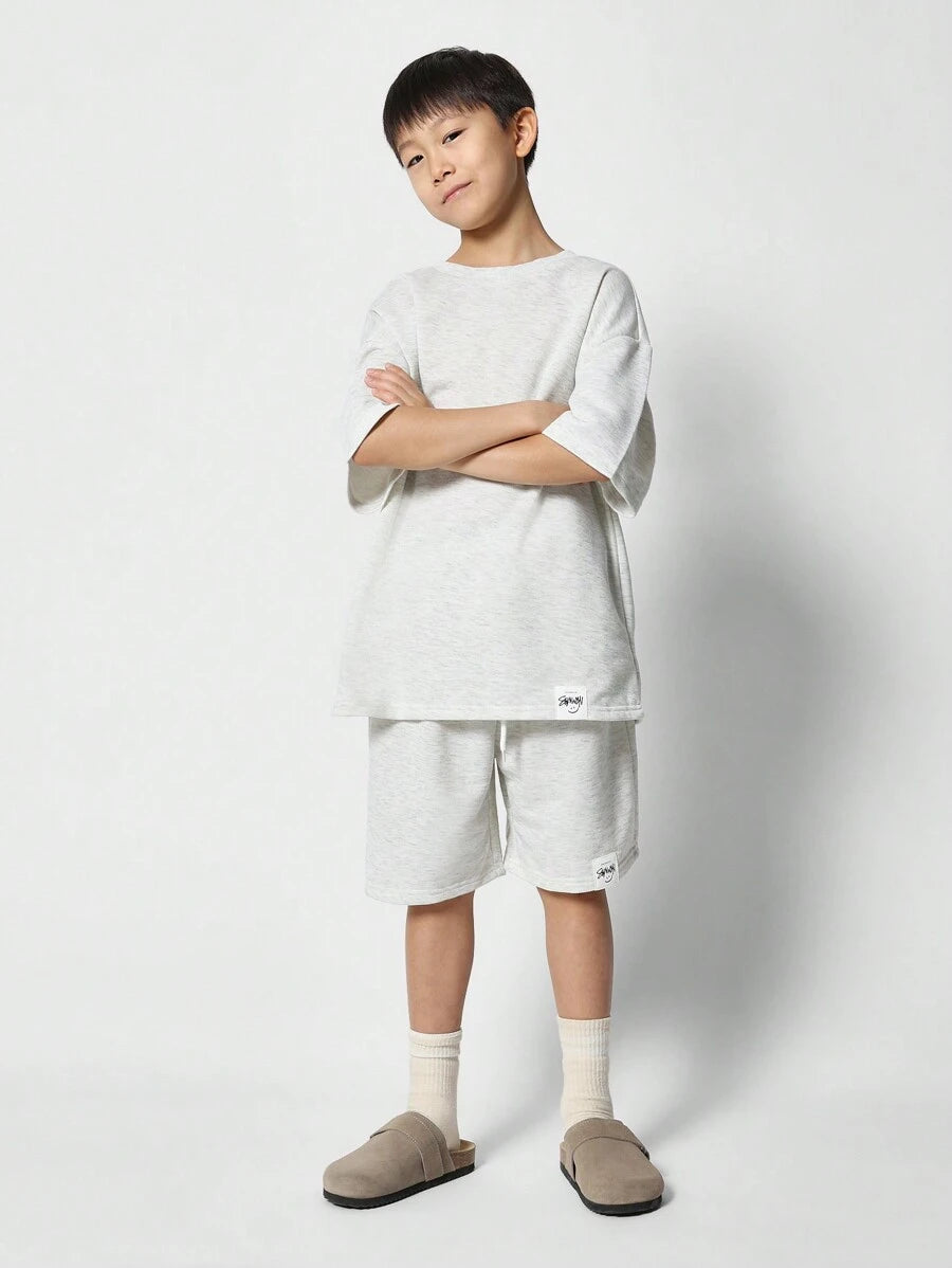 Tween Boys Oversized Fit Tee And Short Grey