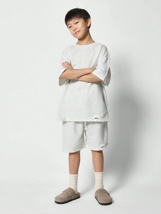 Tween Boys Oversized Fit Tee And Short Grey