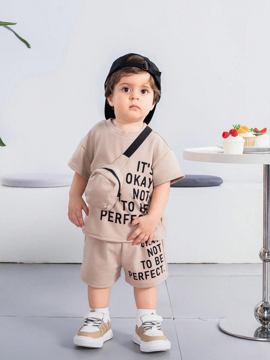 3pcs/Set Casual Street Sporty Versatile Khaki
