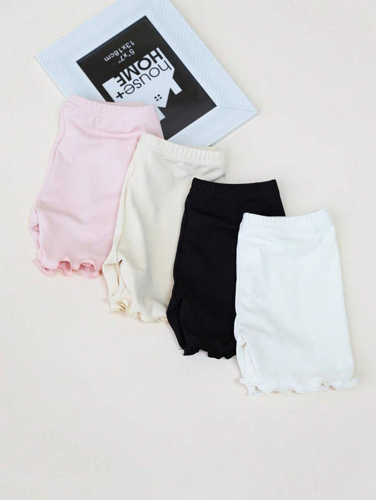 4pcs Kids Bowknot Ruffle Hem Safety Shorts