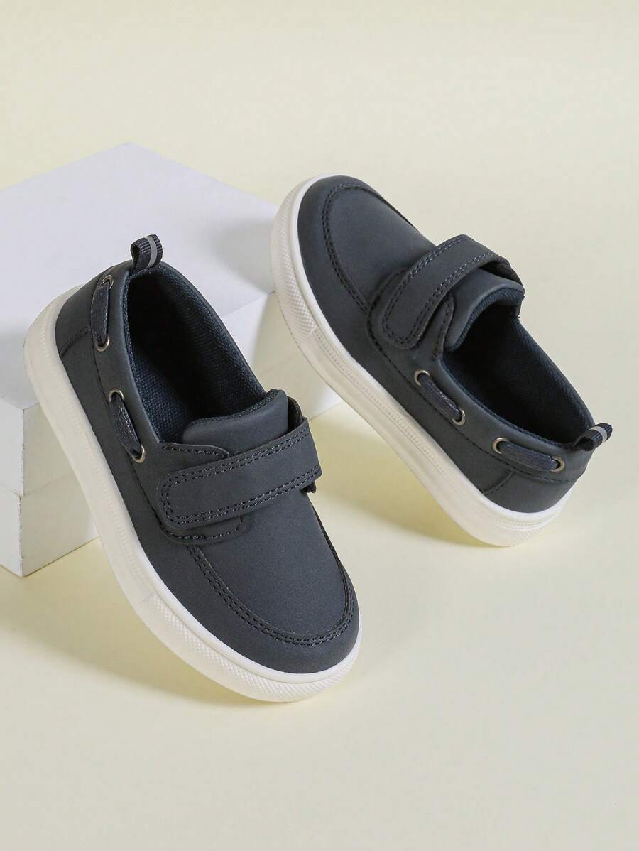 Kids' British Style Hook And Loop Non-Slip Wear-Resistant Shoelace Slip-On Loafers