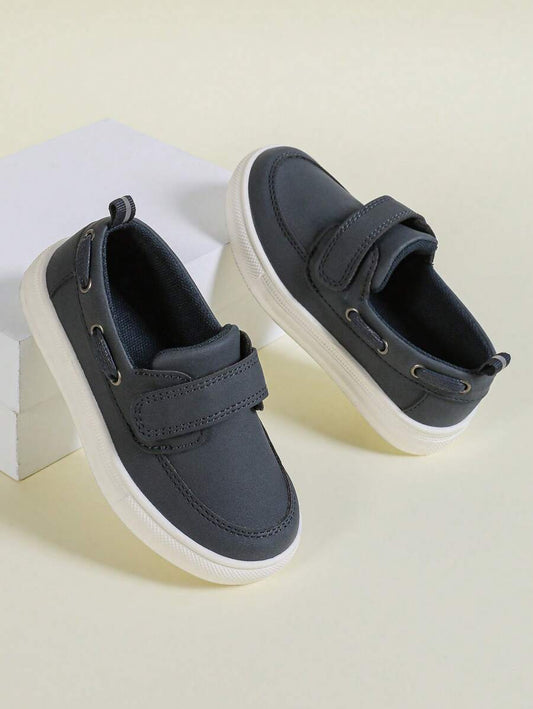Kids' British Style Hook And Loop Non-Slip Wear-Resistant Shoelace Slip-On Loafers