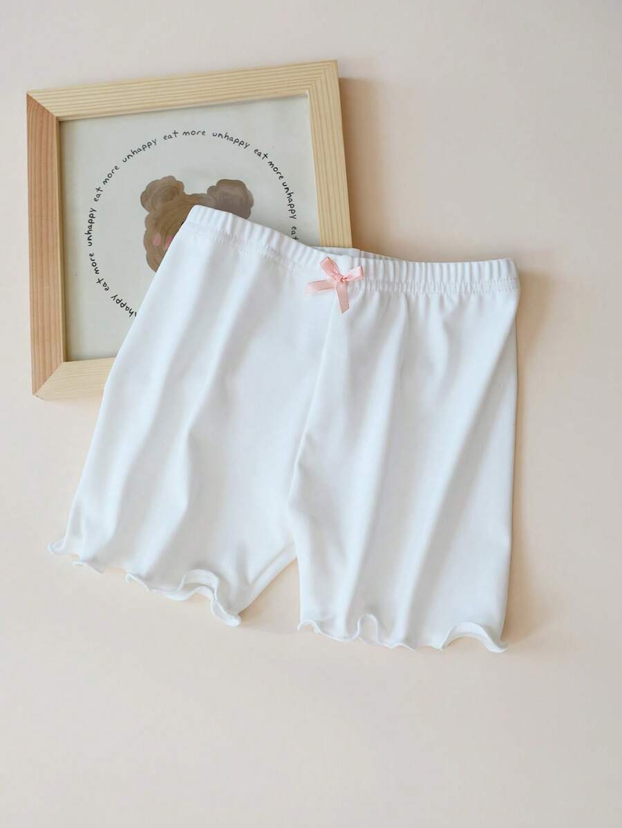 4pcs Kids Bowknot Ruffle Hem Safety Shorts
