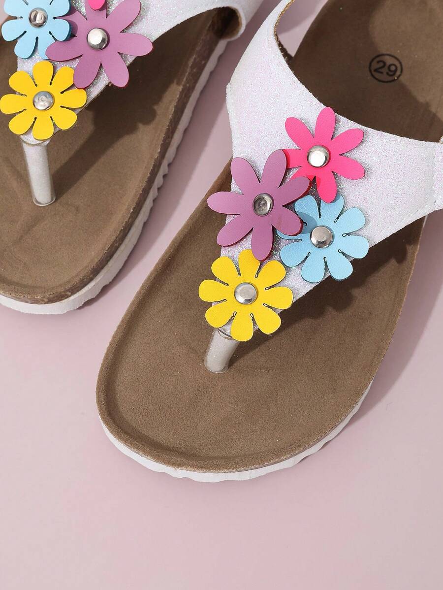 Kids' Fashionable Floral Decor Flip Flops