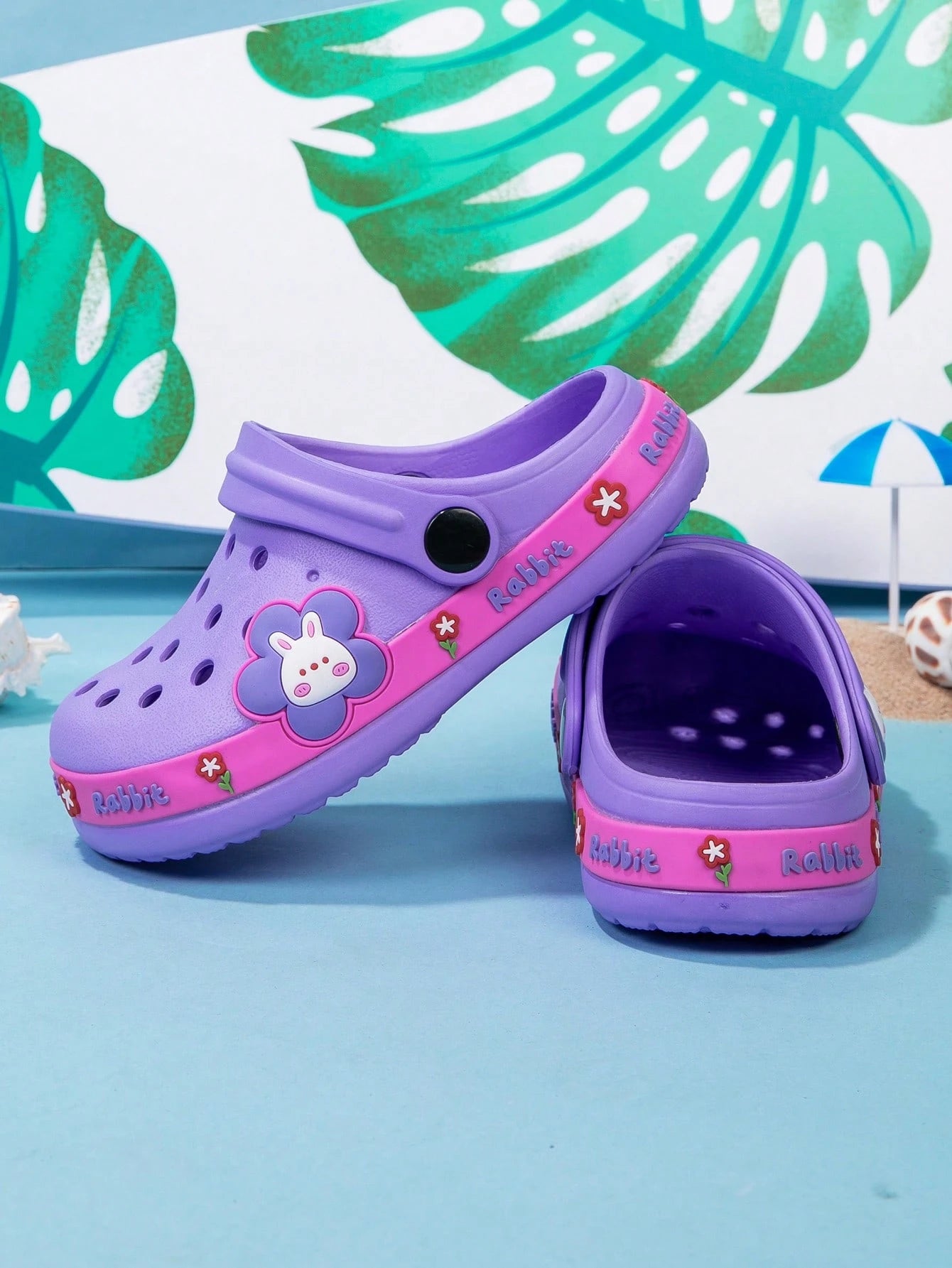 1pair Toddler Kids Soft EVA Breathable Anti-Skid Protective Cartoon Animal Design Sandals