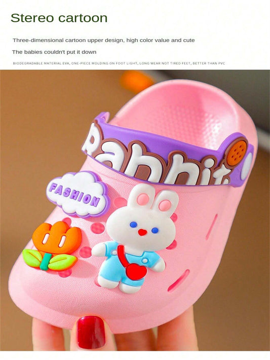 Casual Breathable Girls' Clogs With Cute Cartoon Accessories