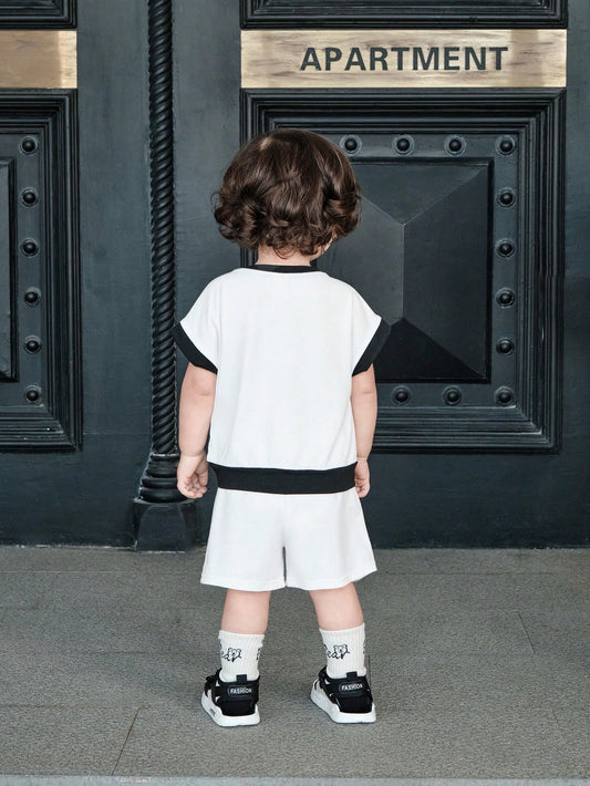 Toddler Boy/Girl Sporty Casual Stripe Print Short Sleeve T-Shirt & Shorts