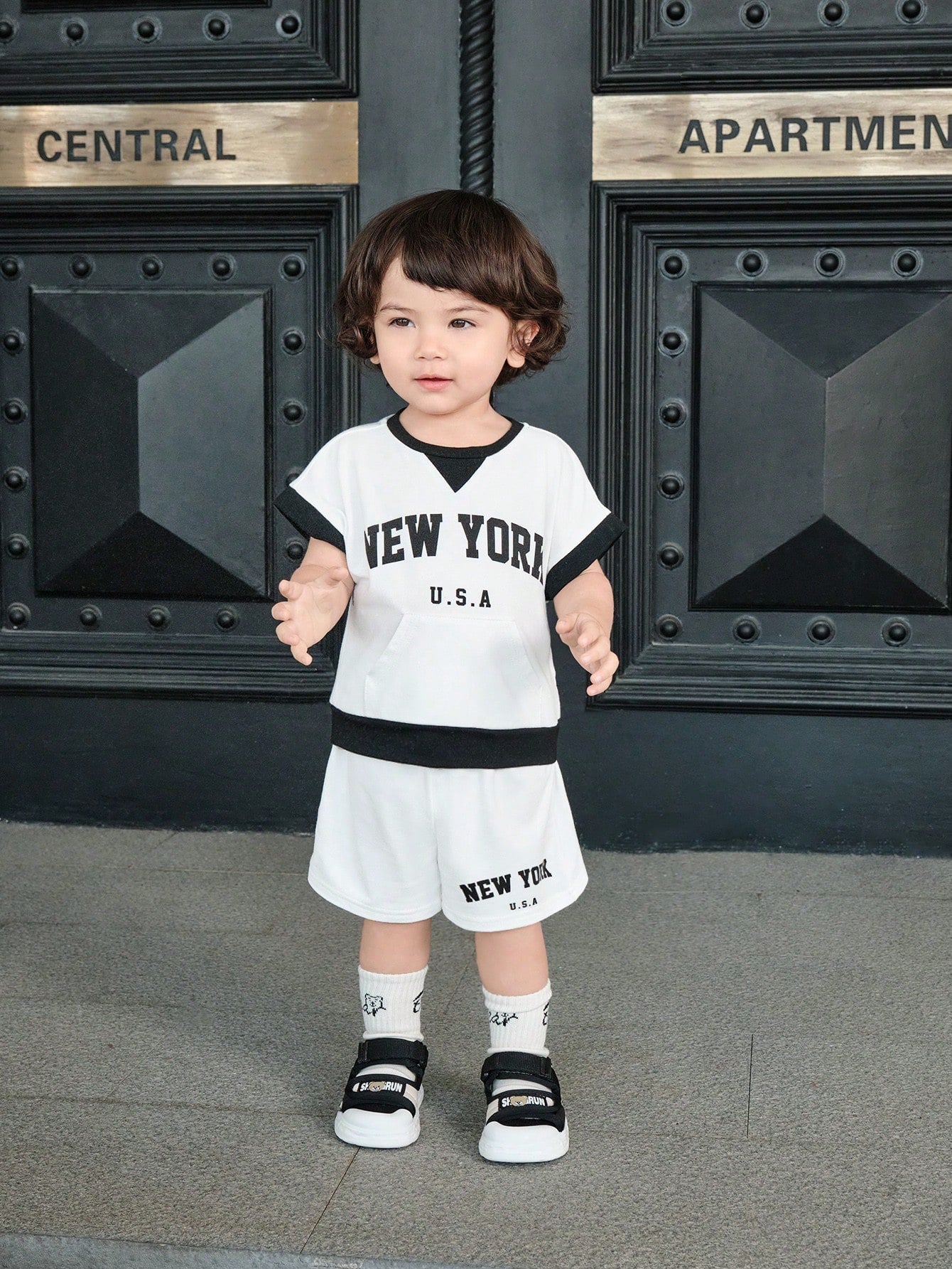 Toddler Boy/Girl Sporty Casual Stripe Print Short Sleeve T-Shirt & Shorts