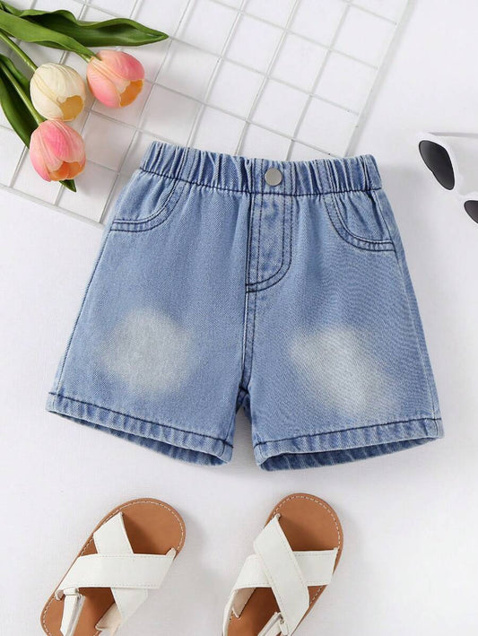 Young Boys Casual, Cute & Minimalist Style Blue Denim Shorts Medium Wash 18-24M