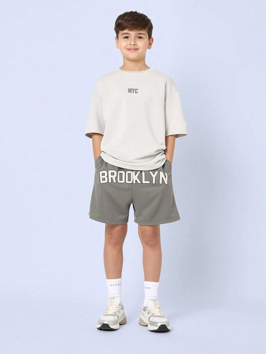 Youth Athletic Casual Nyc Brooklyn Two-Piece Set Grey