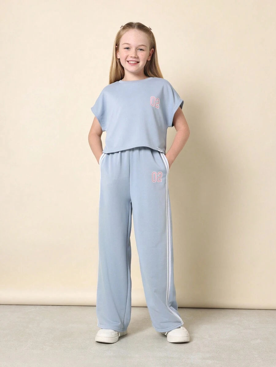 Tween Girls Comfy Boxy Fit Crop Sleeveless Tee And Straight Fit Pants