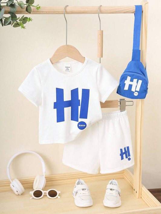 3pcs/Set Includes 1pc Backpack Blue & White