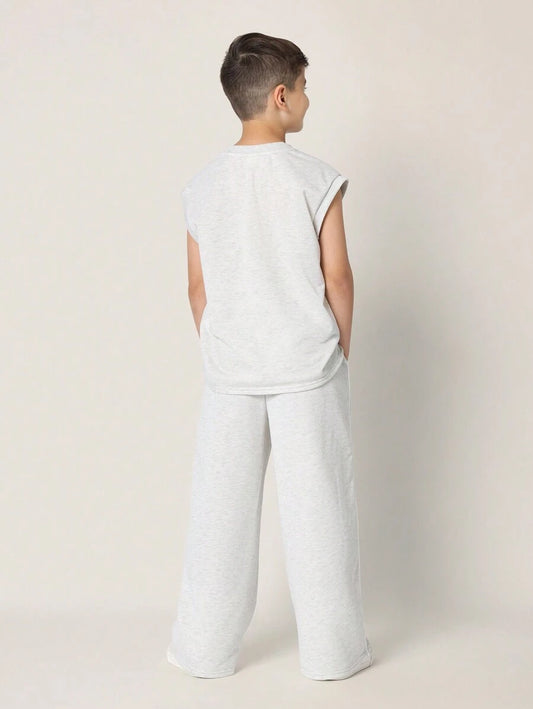 Tween Boys Comfy Regular Fit Tank Top And Loose Fit Sweatpants