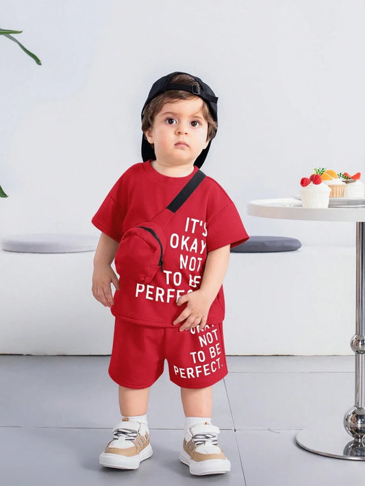 3pcs/Set Casual Street Sporty Versatile Red