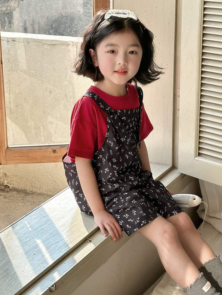 DAZY 2pcs Young Girl Minimalist Casual Romper Set
