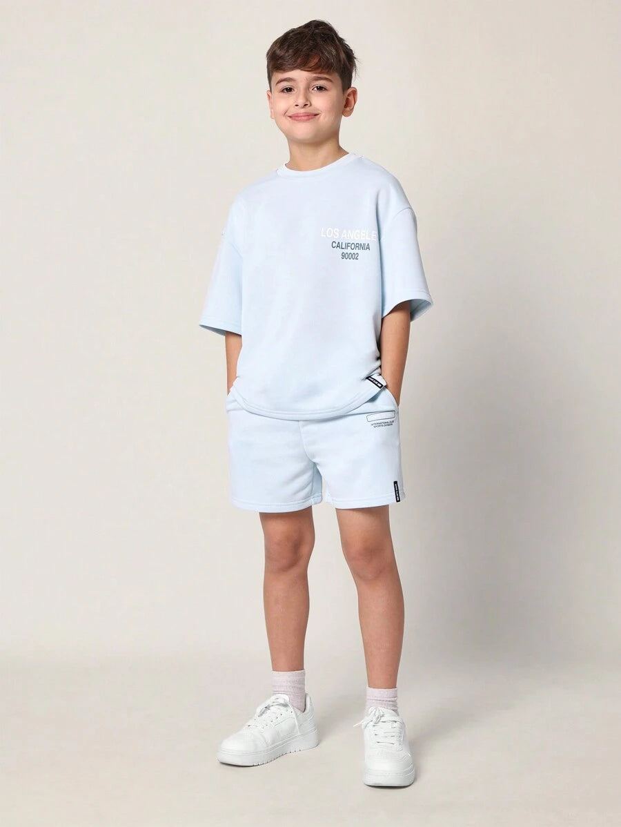 Tween Boys Comfy Regular Fit Short Sleeve Tee And Short With La & California Graphic Print