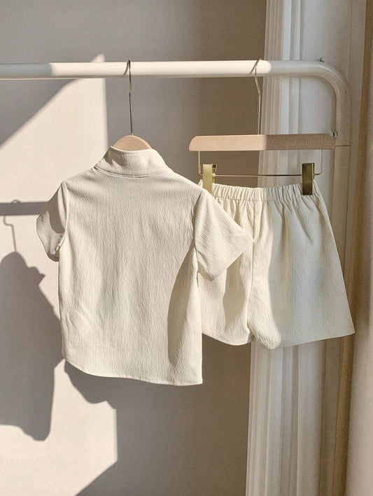 Young Boys Casual Letter Print Short Sleeve T-Shirt And Shorts