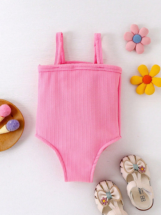 Baby Girl Bodysuit Floral Decor Solid Color New-Born Infant