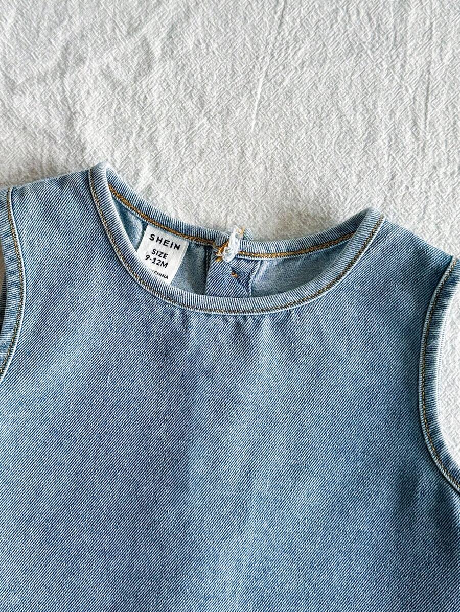 Korean Style Fashionable Sleeveless Denim Vest And Versatile Washed Denim Shorts