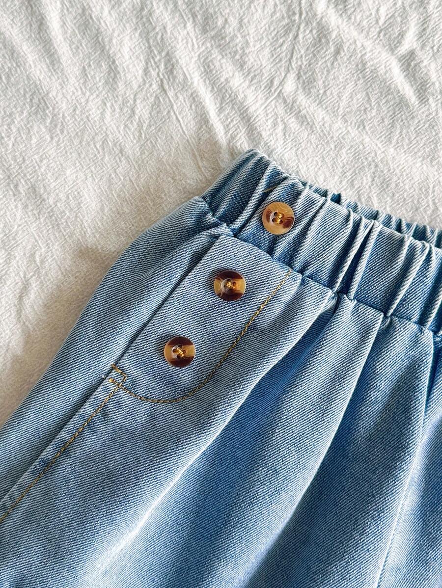Korean Style Fashionable Sleeveless Denim Vest And Versatile Washed Denim Shorts