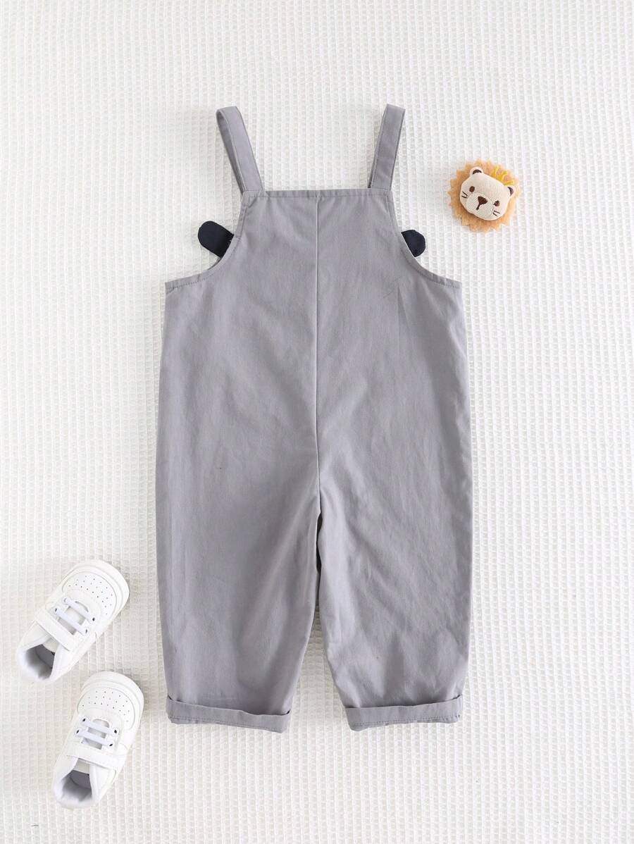 Cozy Pixies Baby Boy Casual Romper With Bear Graphic & 3D Ear Design