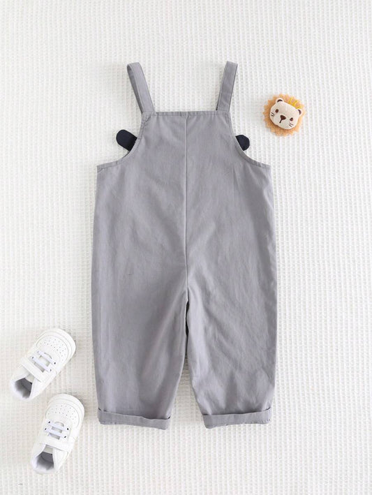 Cozy Pixies Baby Boy Casual Romper With Bear Graphic & 3D Ear Design