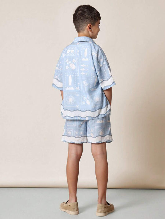 Tween Boys Comfy Regular Fit Short Sleeve Printed Shirt And Short