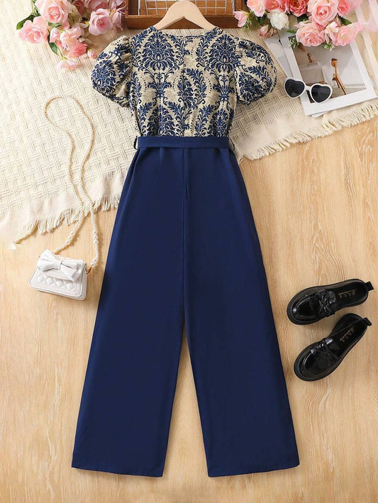 Tween Girls Pattern Vacation Jumpsuit