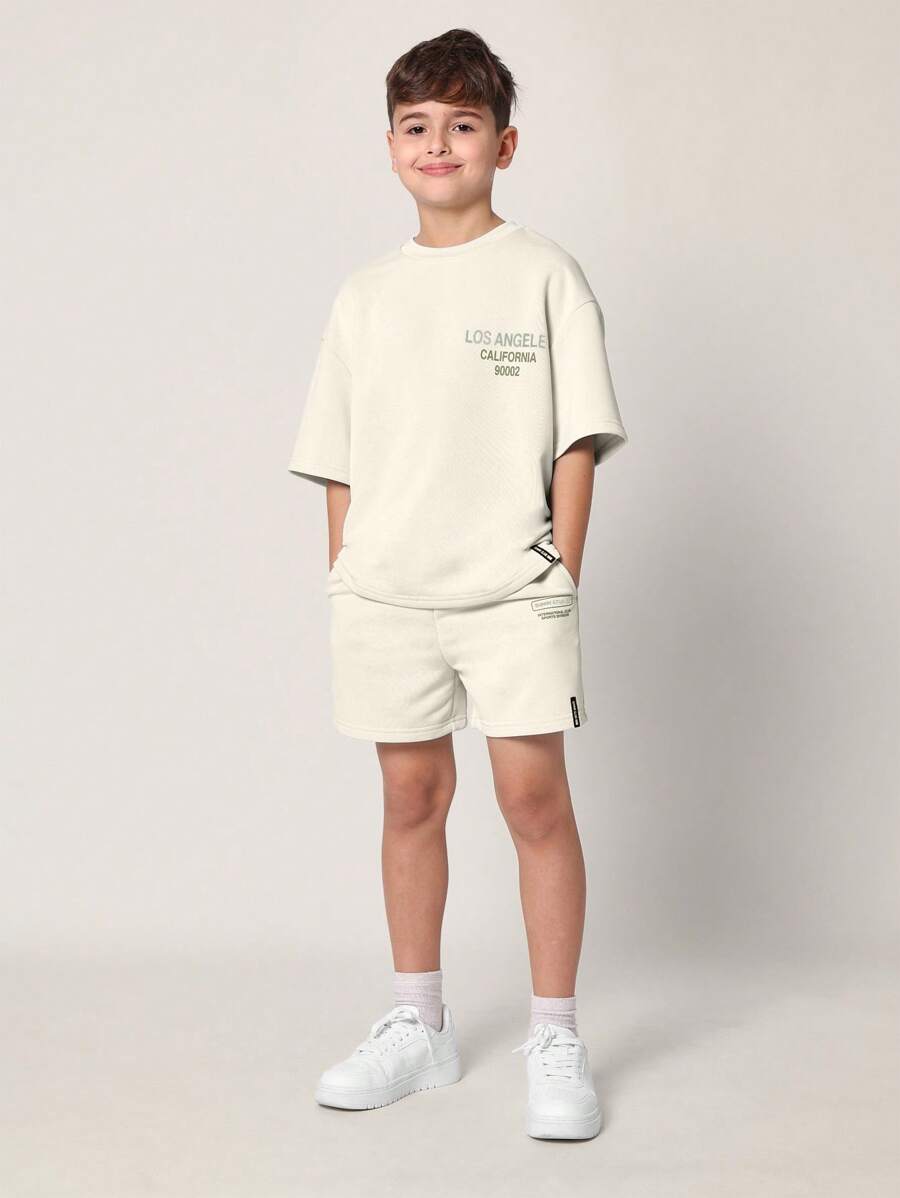 Tween Boys Comfy Regular Fit Short Sleeve Tee And Short With La & California Graphic Print