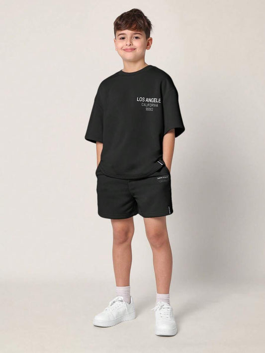 Tween Boys Comfy Regular Fit Short Sleeve Tee And Short With La & California Graphic Print