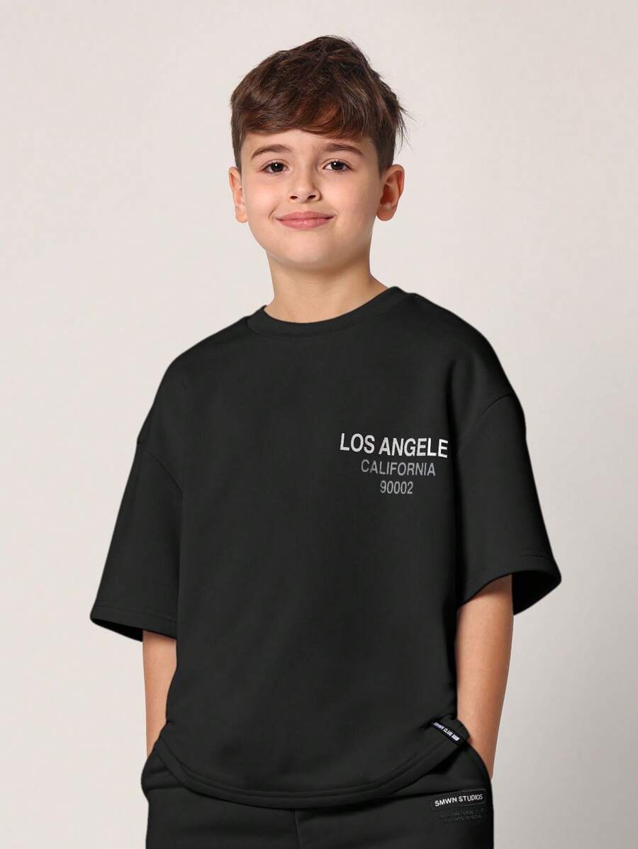 Tween Boys Comfy Regular Fit Short Sleeve Tee And Short With La & California Graphic Print