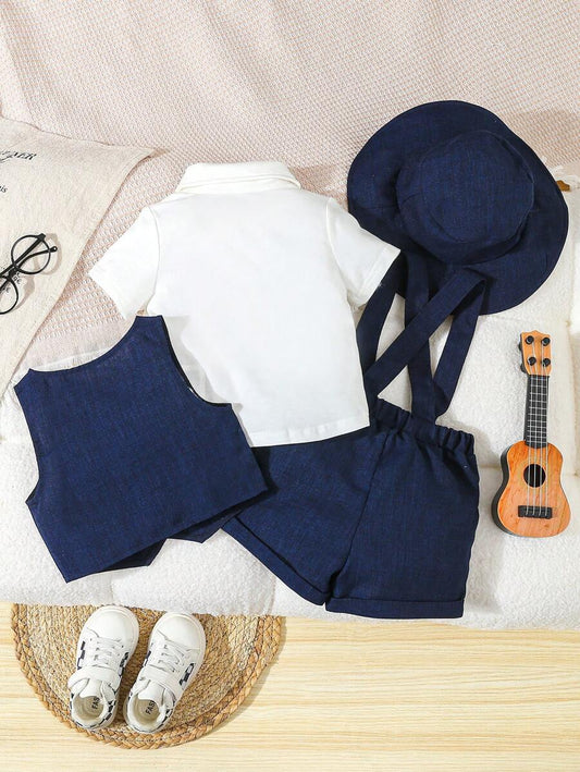 4pcs/Set Infant Boys Elegant College Style Outfit