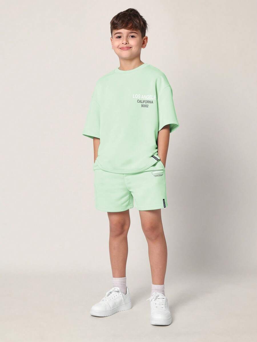 Tween Boys Comfy Regular Fit Short Sleeve Tee And Short With La & California Graphic Print