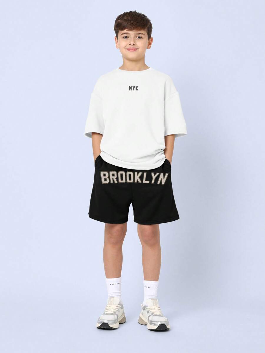 Youth Athletic Casual Nyc Brooklyn Two-Piece Set Black & White