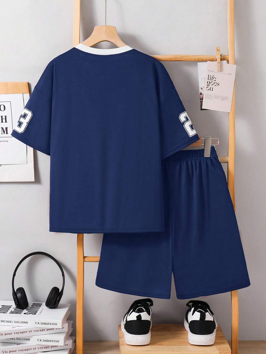 Tween Boys' Loose Fit Sports Short Sleeve & Shorts Set