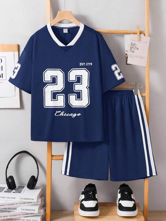Tween Boys' Loose Fit Sports Short Sleeve & Shorts Set