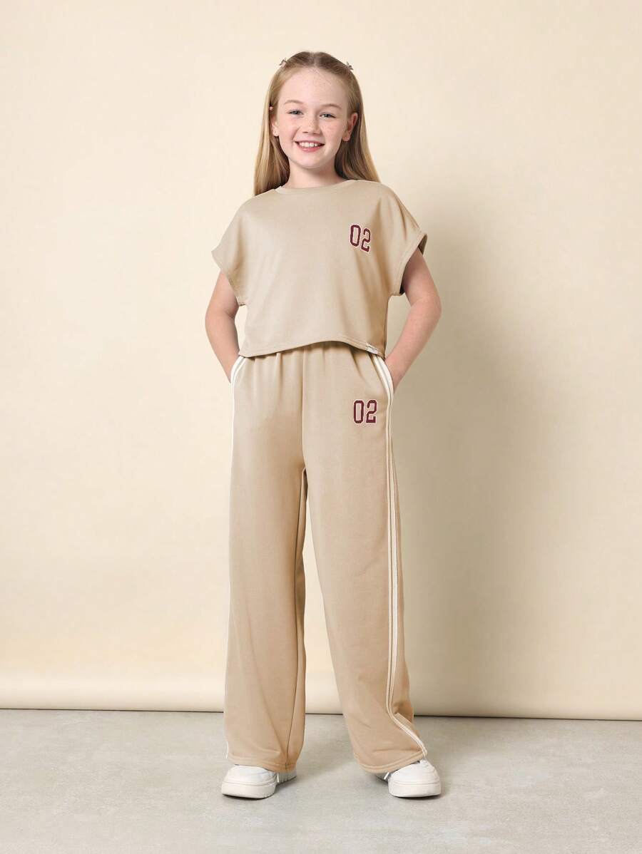 Tween Girls Comfy Boxy Fit Crop Sleeveless Tee And Straight Fit Pants
