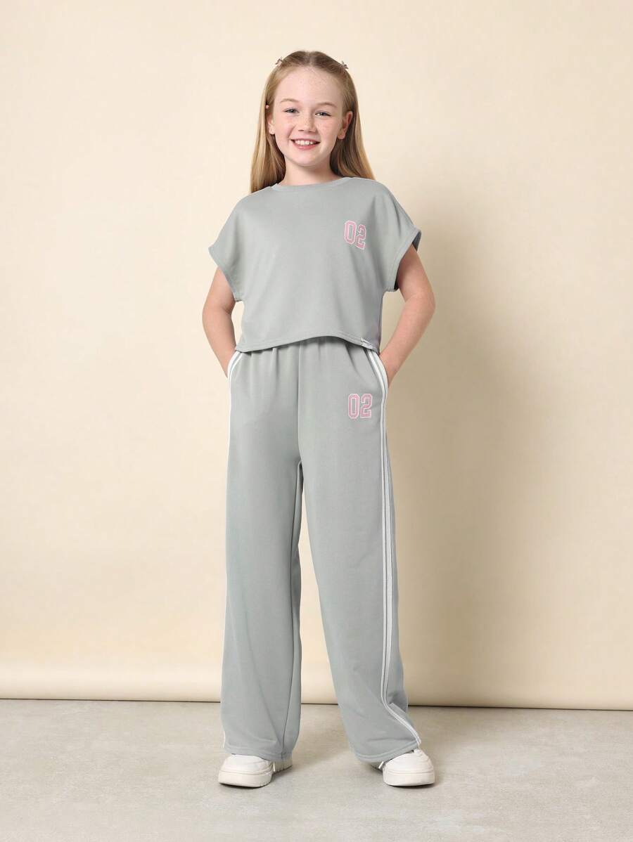 Tween Girls Comfy Boxy Fit Crop Sleeveless Tee And Straight Fit Pants