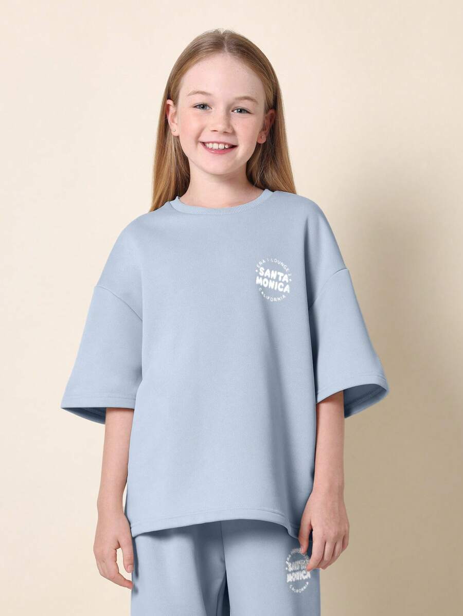 Tween Girls Comfy Oversized Fit Short Sleeve Tee And Straight Fit Pant