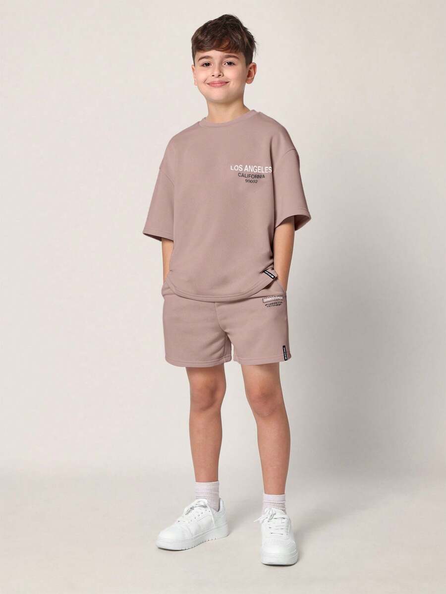 Tween Boys Comfy Regular Fit Short Sleeve Tee And Short With La & California Graphic Print