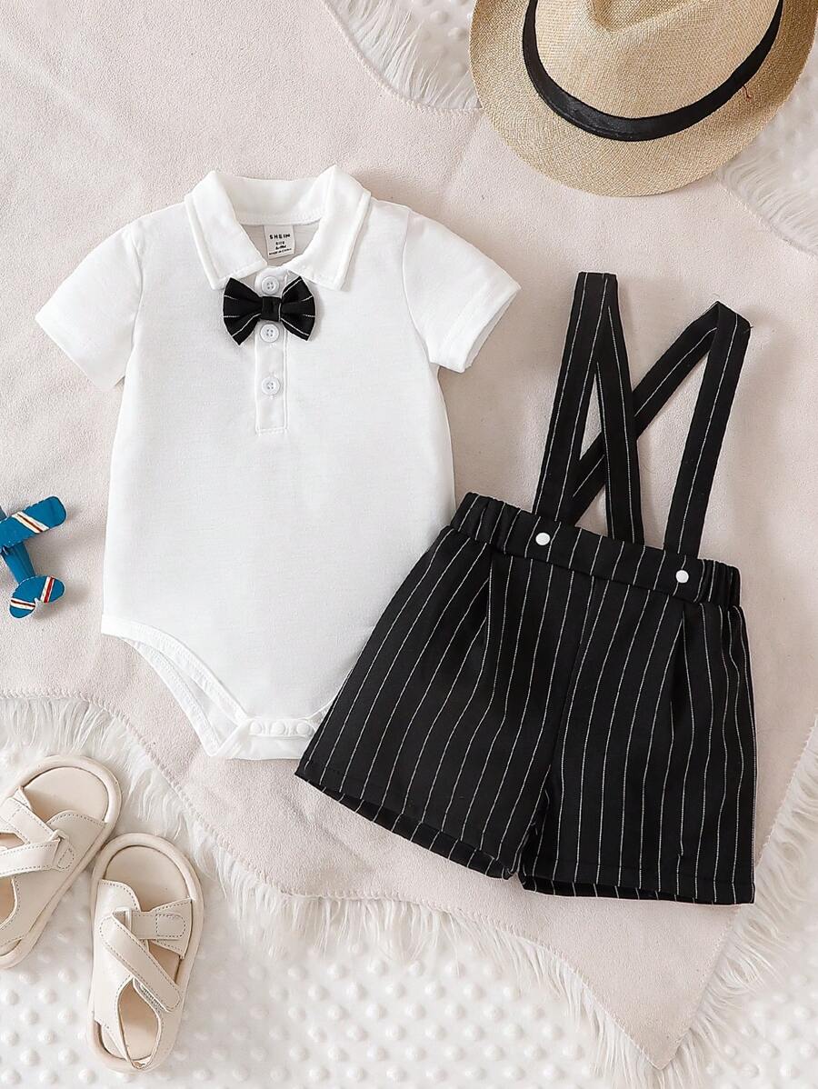 2pcs Baby Boy Gentleman Outfit Black