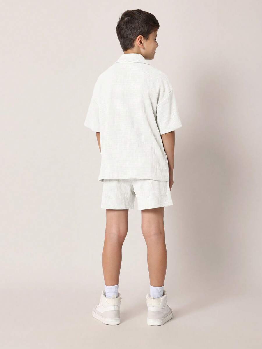 Tween Boys Comfy Regular Fit Textured Short Sleeve Polo Shirt And Short