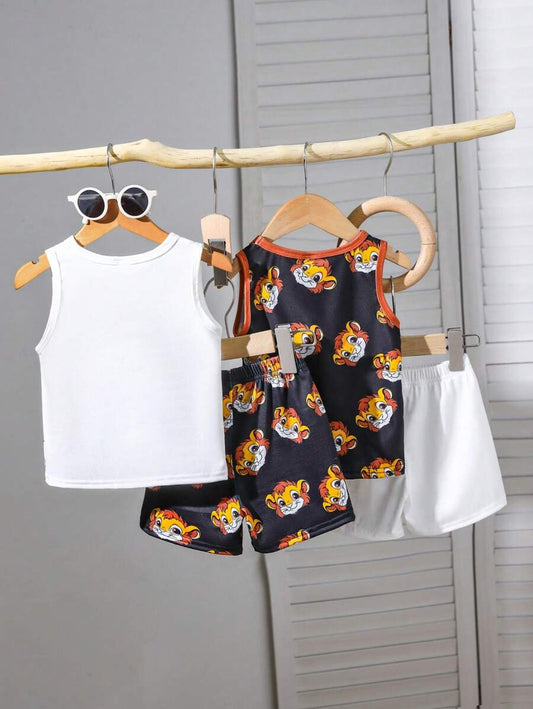 2pcs/Set Toddler Boys' Summer Car Graphic Print Sportwear Outfit